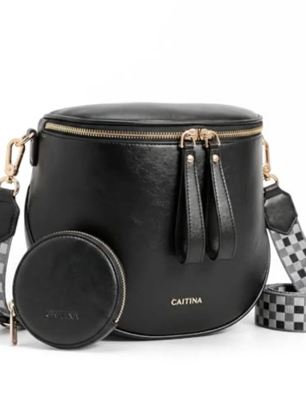 Large Crossbody Bags for Women Vegan Leather Wide Strap Fanny Pack with Earbuds